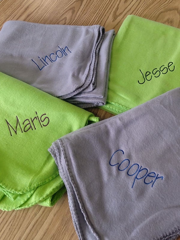 Personalized blankets for area Kindergartners